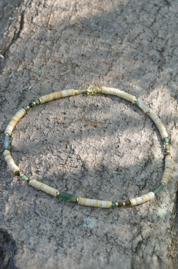 mist — freshwater pearl & blue jasper